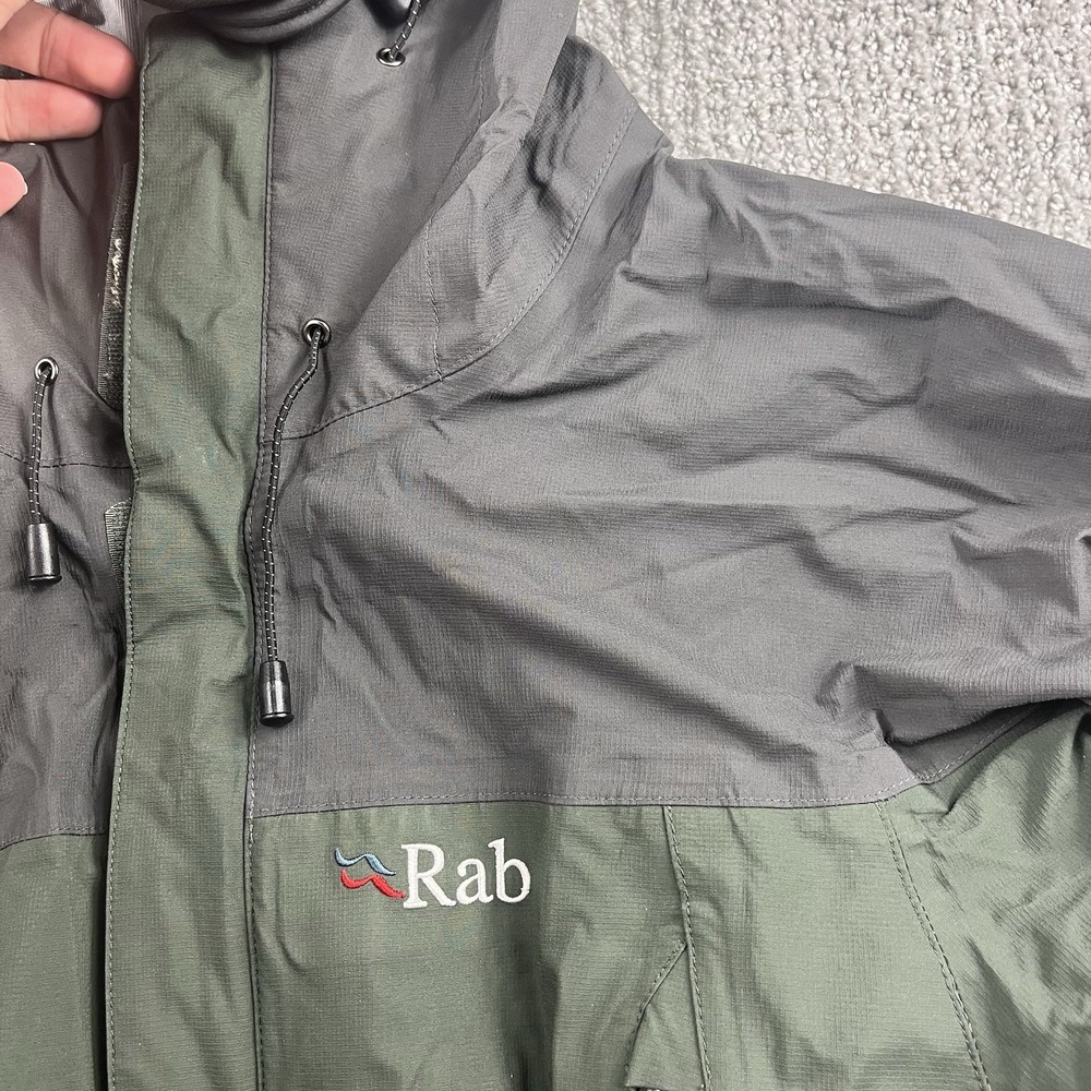 Rab QWA-31 Bergen Jacket Event Black Green Hooded Rain Coat Men’s Small - Picture 2 of 16